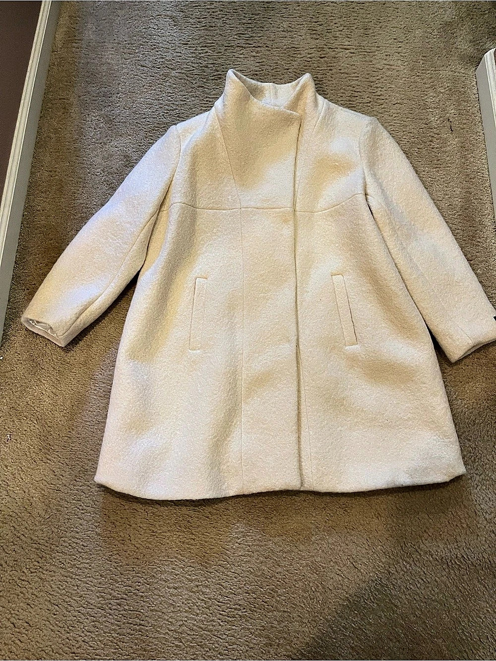 DKNY Women's Wool Coat Cream Size 3X